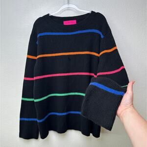 The Elder Statesman Black Multicolor Stripe Cashmere Sweater M